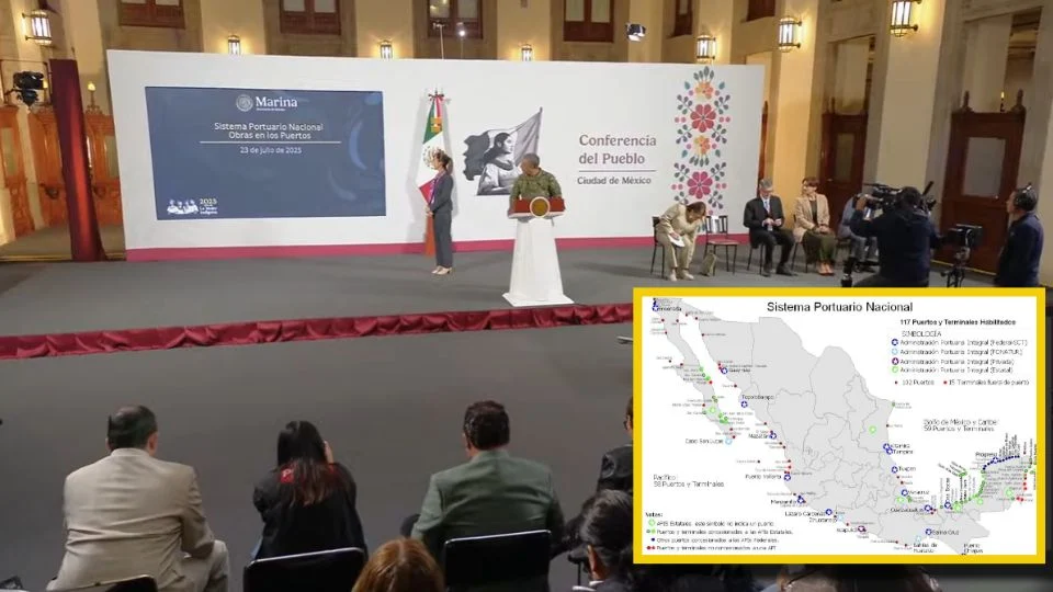 Durante la conferencia matutina, la Secretaría de Marina presentó un plan para modernizar los puertos de Ensenada, Manzanillo, Lázaro Cárdenas, Acapulco, Veracruz y Progreso.
