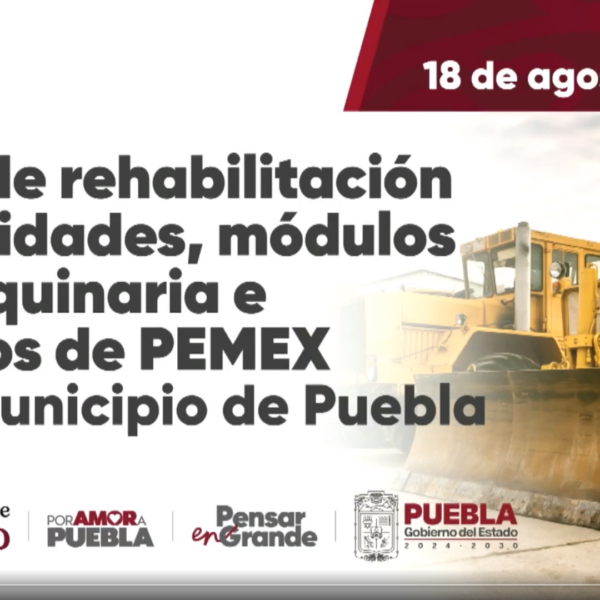 El Gobierno de Puebla inició la rehabilitación de 10 vialidades clave en la capital, con más de 43 kilómetros de repavimentación y apoyo de Pemex en insumos. Imagen: Gobierno de Puebla.