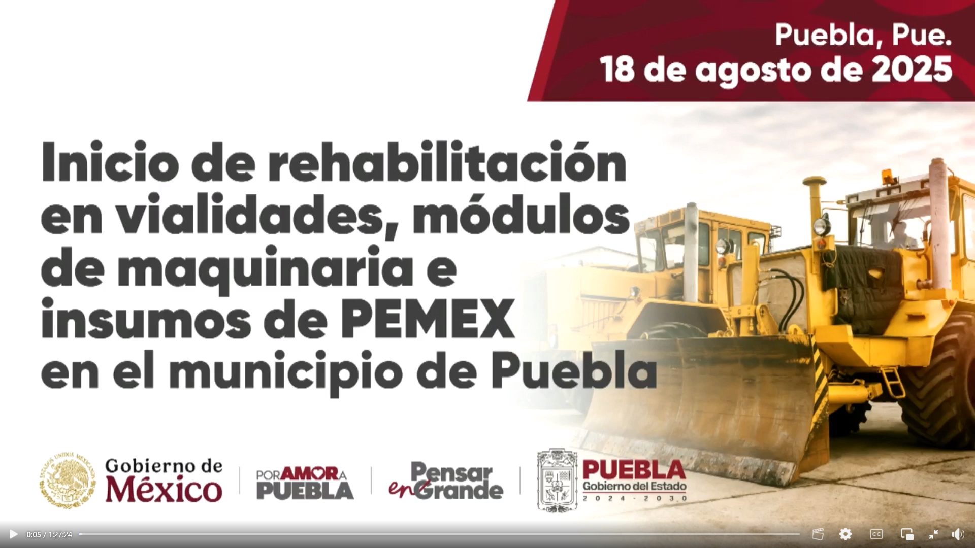 Puebla inicia rehabilitación de 10 vialidades con apoyo de Pemex