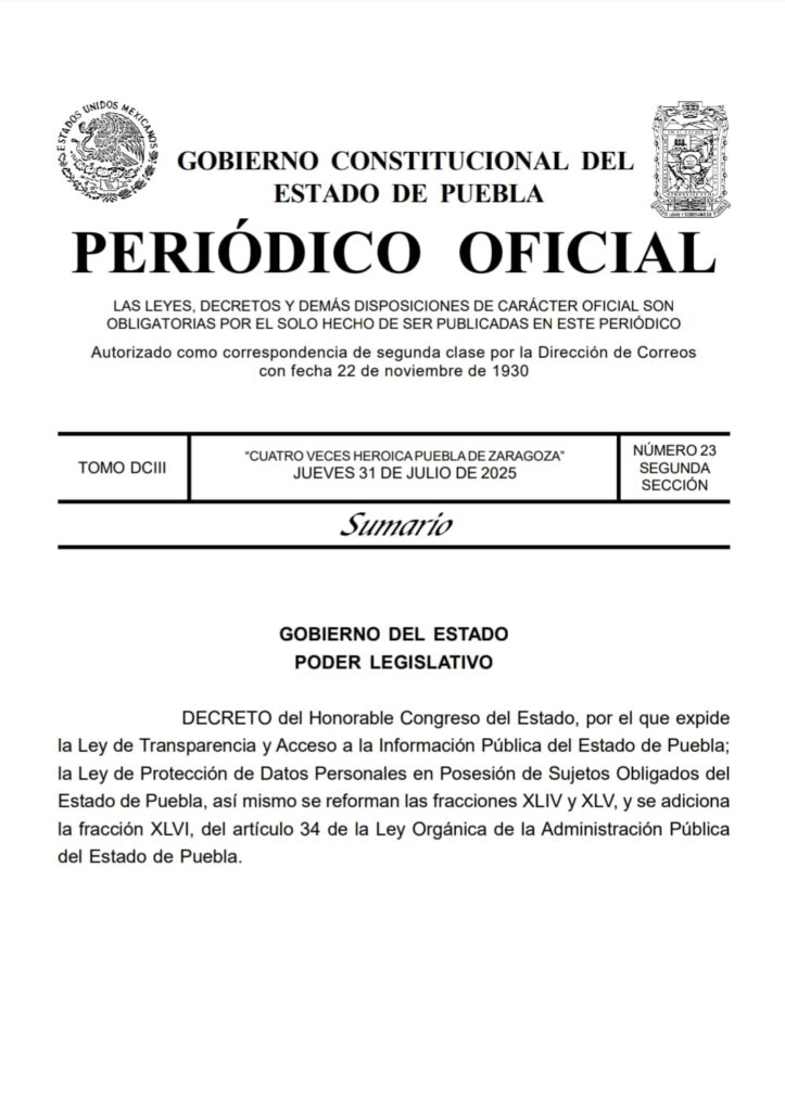 Gobierno del Estado, encabezado por Alejandro Armenta, creó el nuevo órgano desconcentrado “Transparencia para Puebla y sus Municipios”