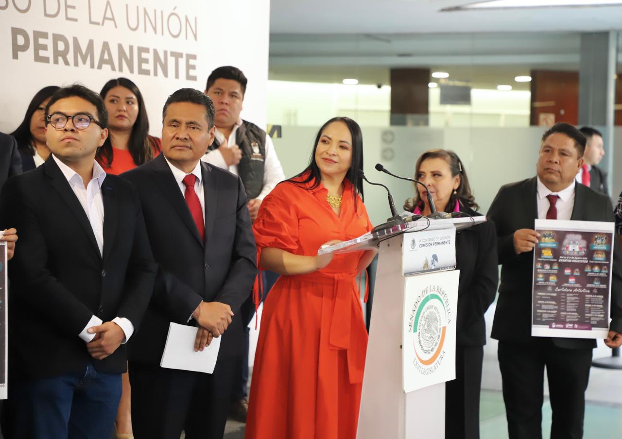 Senadora Liz Sánchez presenta en el Senado la Gran Feria de la Manzana y la Feria de Coronango 2025