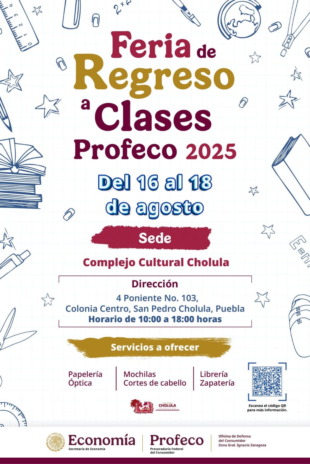 San Pedro Cholula realizará Feria del Regreso a Clases Profeco 2025 con precios bajos y servicios gratuitos