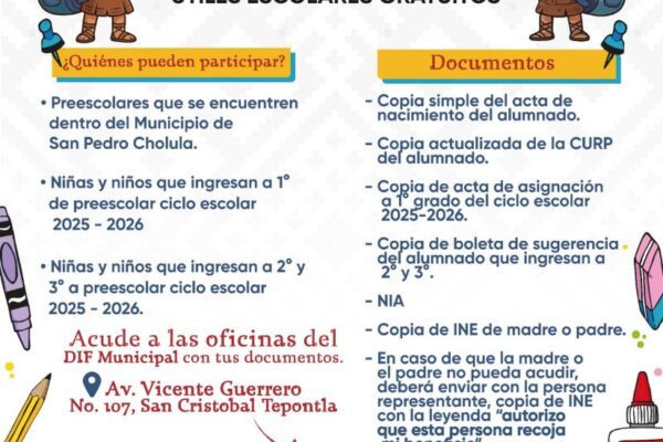San Pedro Cholula mantiene abierto el registro del programa “Amoxtli”,