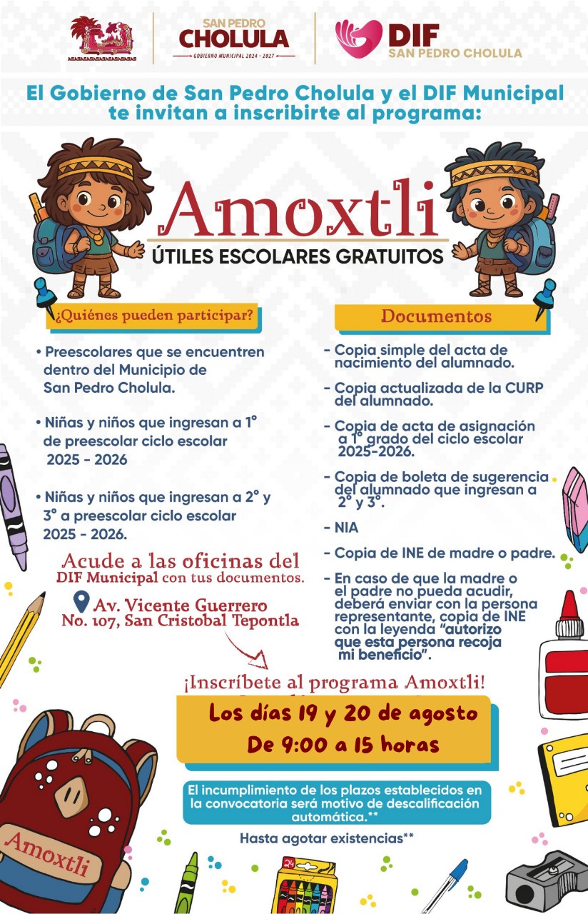 San Pedro Cholula mantiene abierto el registro del programa “Amoxtli”,