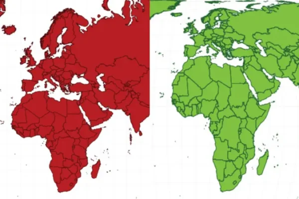 La Unión Africana se une a Correct The Map para que los mapas dejen de mostrar a África más pequeño de lo que realmente es y promuevan representaciones más precisas del continente. Foto: BBC.