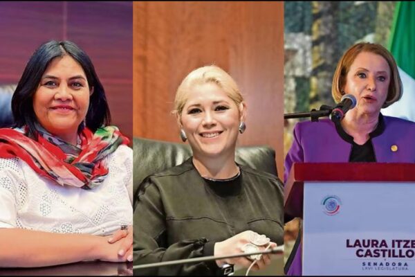 Tres senadoras de Morena —Laura Itzel Castillo, Guadalupe Chavira y Verónica Caminó. Foto: informador