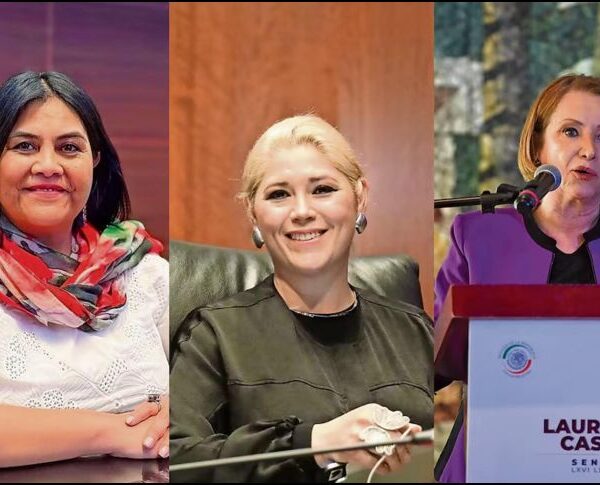 Tres senadoras de Morena —Laura Itzel Castillo, Guadalupe Chavira y Verónica Caminó. Foto: informador