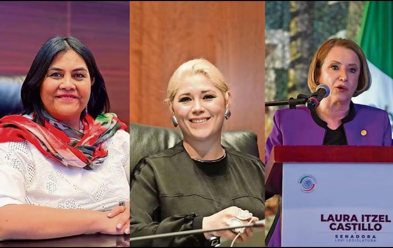 Tres senadoras de Morena —Laura Itzel Castillo, Guadalupe Chavira y Verónica Caminó. Foto: informador