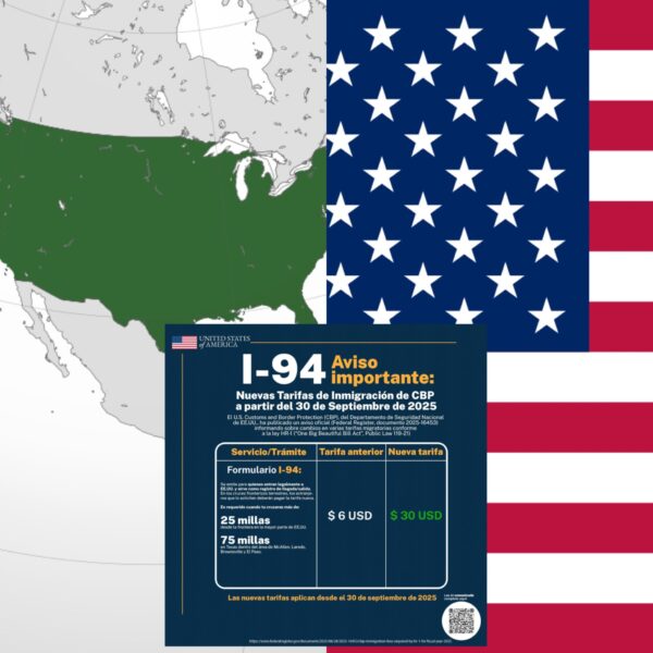 El Congreso de Estados Unidos aprobó un fuerte incremento al costo del permiso I-94, documento indispensable para ciertos viajeros mexicanos que cruzan por tierra; de 6 dólares, ahora costará 30. Imagen: X @CerebrosG.