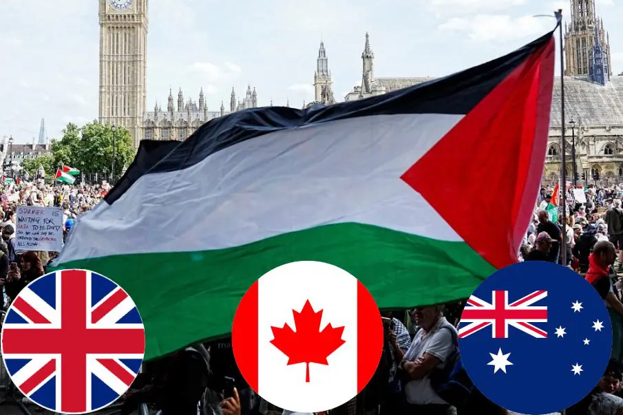 El Reino Unido, Canadá y Australia anunciaron en la víspera de la Asamblea General de la ONU el reconocimiento oficial del Estado palestino. Imagen: Tribuna de México.