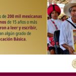 Autoridades federales y estatales destacaron los avances en alfabetización en Puebla, donde programas educativos para adultos buscan garantizar que todos los ciudadanos puedan leer y escribir. Foto: SEP.