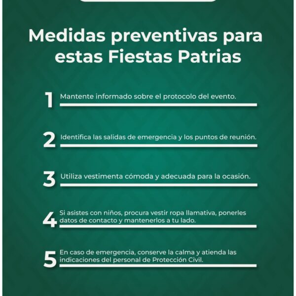 El Gobierno de San Martín Texmelucan emitió recomendaciones para que los asistentes a los festejos patrios disfruten con seguridad y tranquilidad.