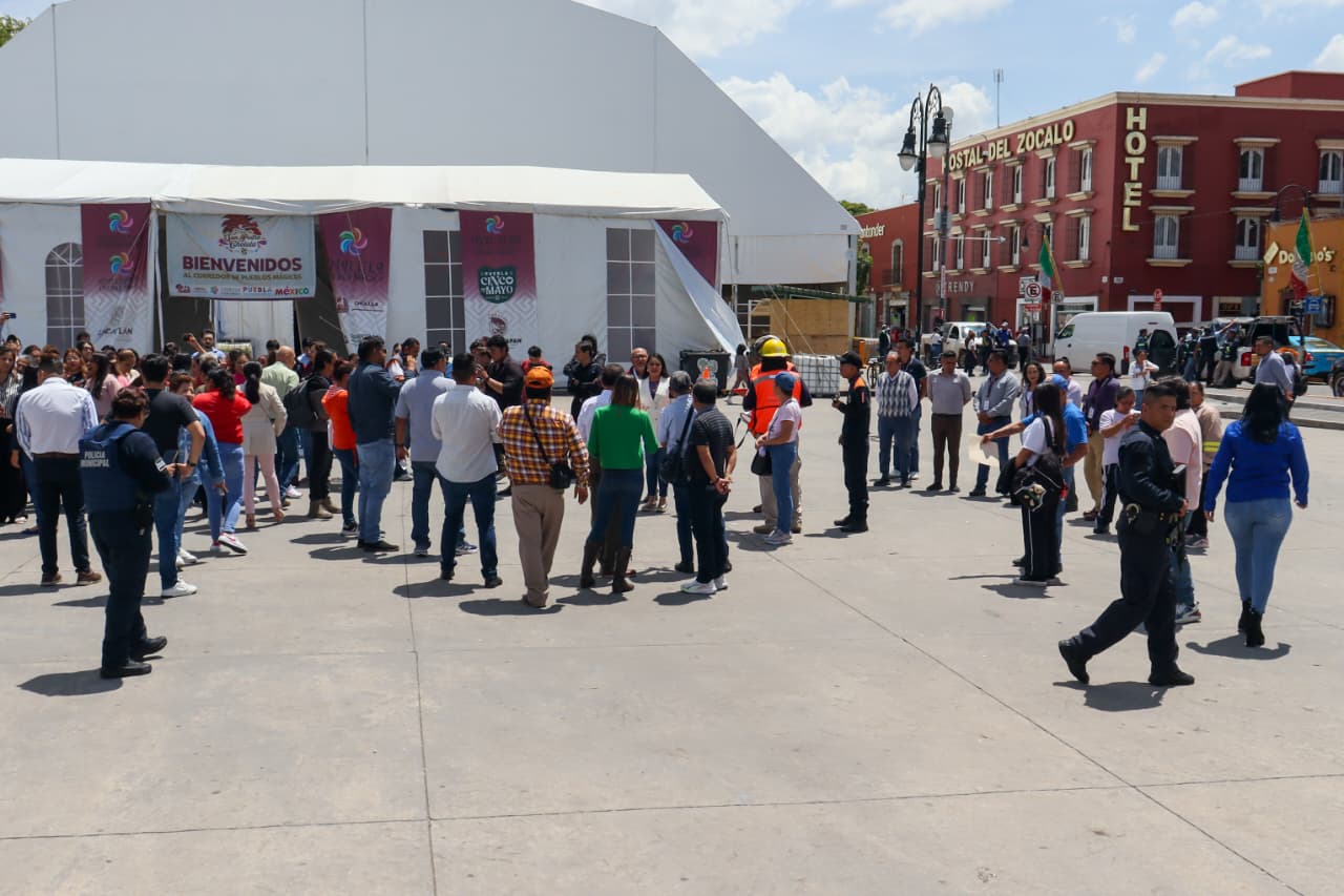 San Pedro Cholula participa en el Simulacro Nacional 2025 con evacuación exitosa