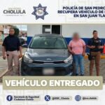 Policías de San Pedro Cholula recuperó un vehículo de plataforma robado