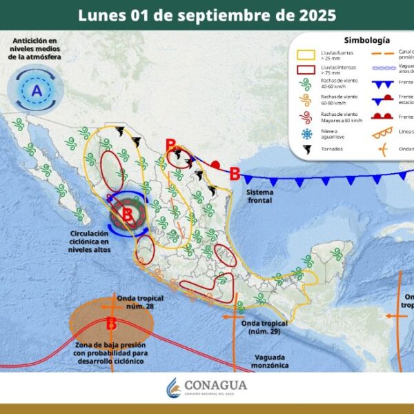 El primer frente frío de la temporada provocará lluvias intensas y bajas temperaturas en Puebla. Imagen: CONAGUA.