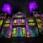 La Catedral de Puebla se iluminó con el videomapping “Septiembre Brilla”, un espectáculo que mezcla historia, cultura y música en el marco de las fiestas patrias, con funciones gratuitas durante tres días. Foto: Ayto. Puebla.