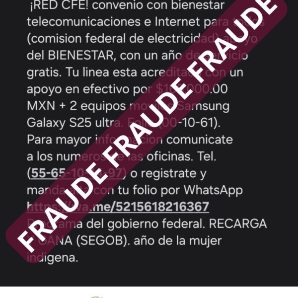 La CFE desmintió un mensaje que promete apoyos económicos