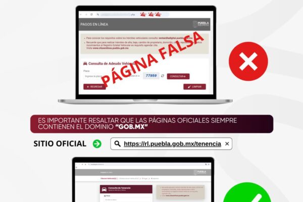 ¡Atención contribuyentes! Detectan sitio falso que suplanta el portal oficial para el pago de tenencia. Verifica siempre que la dirección termine en gob.mx.