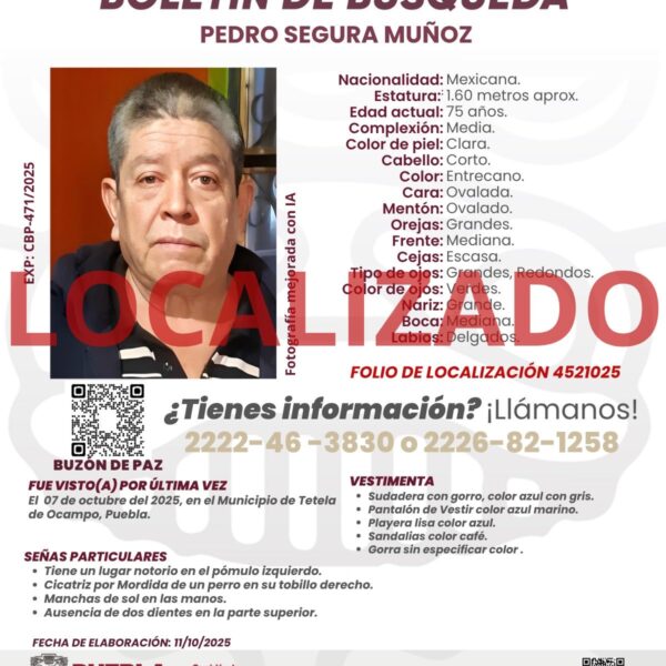 Autoridades hallaron el cuerpo de Pedro Segura, una de las víctimas de las lluvias en Puebla. Con su localización, ya suman 23 fallecidos por la contingencia.