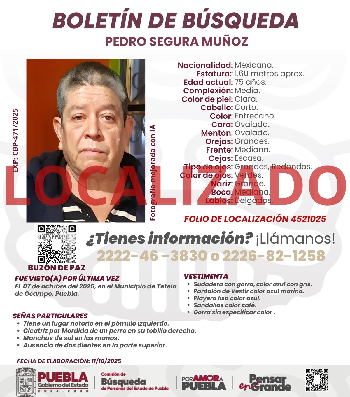 Autoridades hallaron el cuerpo de Pedro Segura, una de las víctimas de las lluvias en Puebla. Con su localización, ya suman 23 fallecidos por la contingencia.