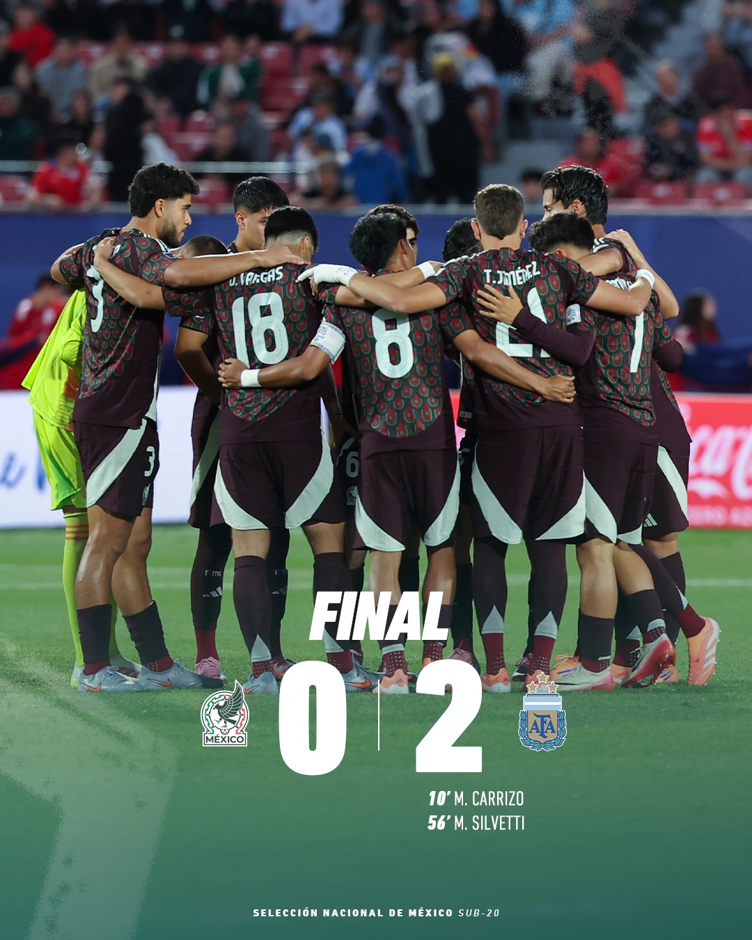 La Selección Nacional de México Sub 20 cayó 2-0 ante Argentina en los cuartos de final del Mundial Sub 20 en Chile. Imagen: @miseleccionmx.