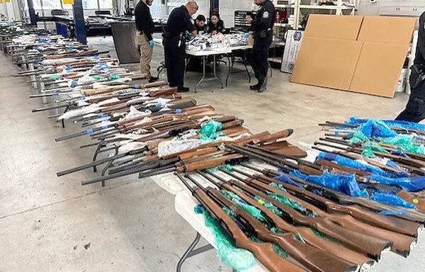 Autoridades estadounidenses detuvieron en Laredo, Texas, a un padre y su hijo acusados de intentar traficar más de 400 armas, cargadores y miles de municiones hacia México. FOTO: X @USAmbMEX.