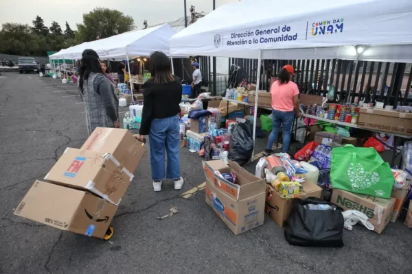 UNAM realizó una colecta de víveres y demás, logrando 60 toneladas enviadas a la BUAP para ayudar a las familias afectadas de la Sierra Norte, además enviará uno a la UAEH para afectados en Hidalgo. FOTO: UNAM.