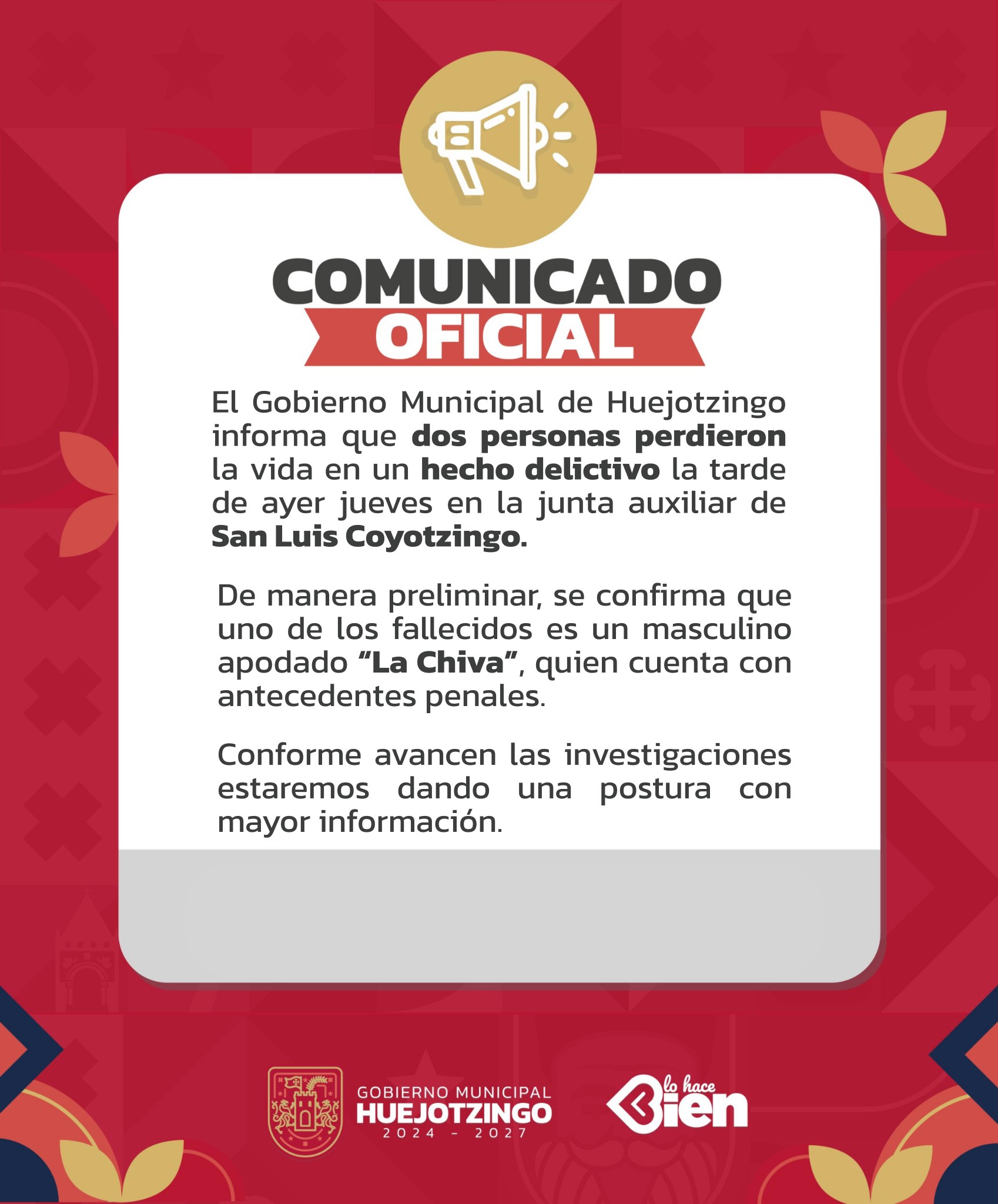 La Chiva, presunto líder delictivo en Huejotzingo