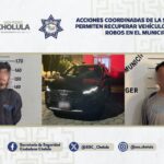 Las acciones recientes de la Secretaría de Seguridad Ciudadana de San Pedro Cholula dieron como resultado la recuperación de un vehículo robado y la detención de dos personas en hechos distintos.