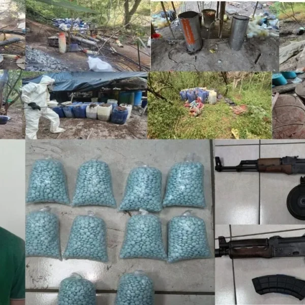 El operativo 'Frontera Norte' de la Sedena y la Guardia Nacional permitió desmantelar un laboratorio clandestino y un decomiso valuado en más de 2 mil millones de pesos. FOTO: The Herald USA.