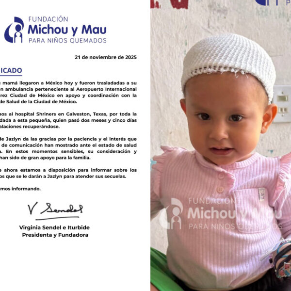 Jazlyn, la bebé que sobrevivió a la explosión en La Concordia, volvió a México tras más de dos meses de atención médica en Texas.