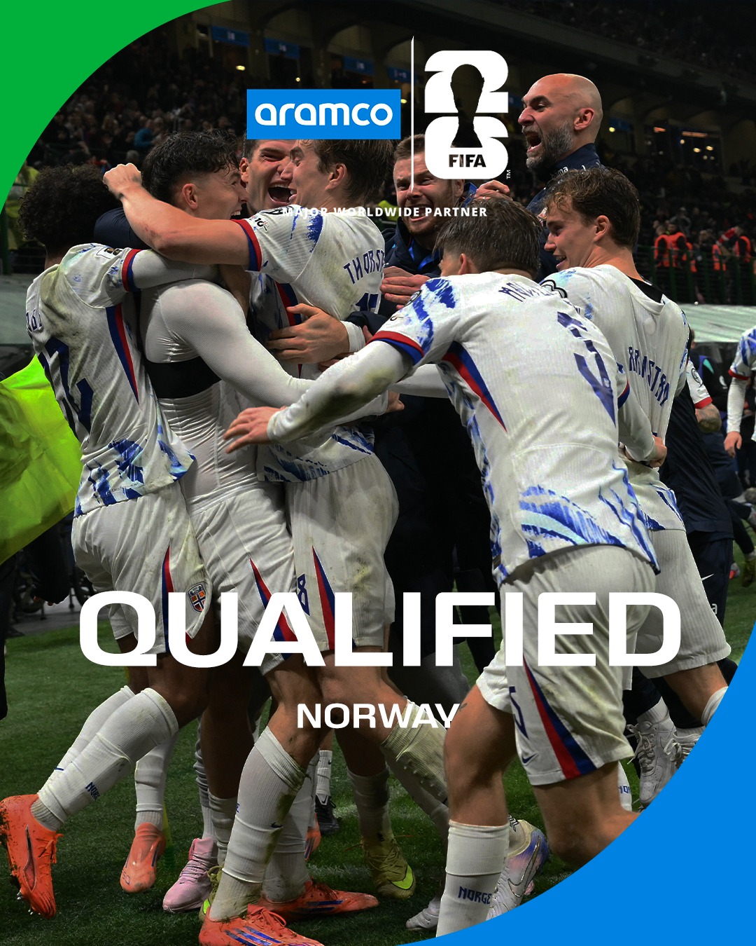 28 años después, Noruega regresará a un Mundial, modificando el escenario europeo rumbo a la próxima Copa del Mundo. IMAGEN: FIFA.