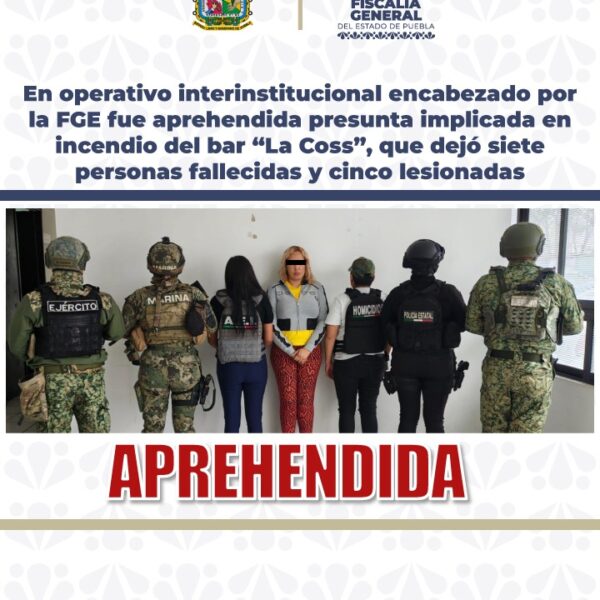 Cae una tercera implicada por el ataque al bar Lacoss; la FGE la ubica cerca de Plaza Ventura y ejecuta la orden de aprehensión.