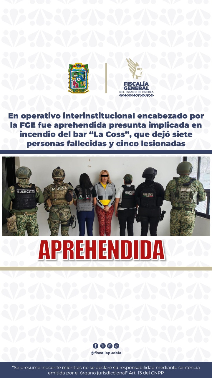 Cae una tercera implicada por el ataque al bar Lacoss; la FGE la ubica cerca de Plaza Ventura y ejecuta la orden de aprehensión.