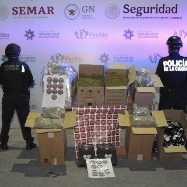Aseguran cerca de 40 kilos de marihuana en una casa en renta ubicada en la colonia La Paz, en Puebla.