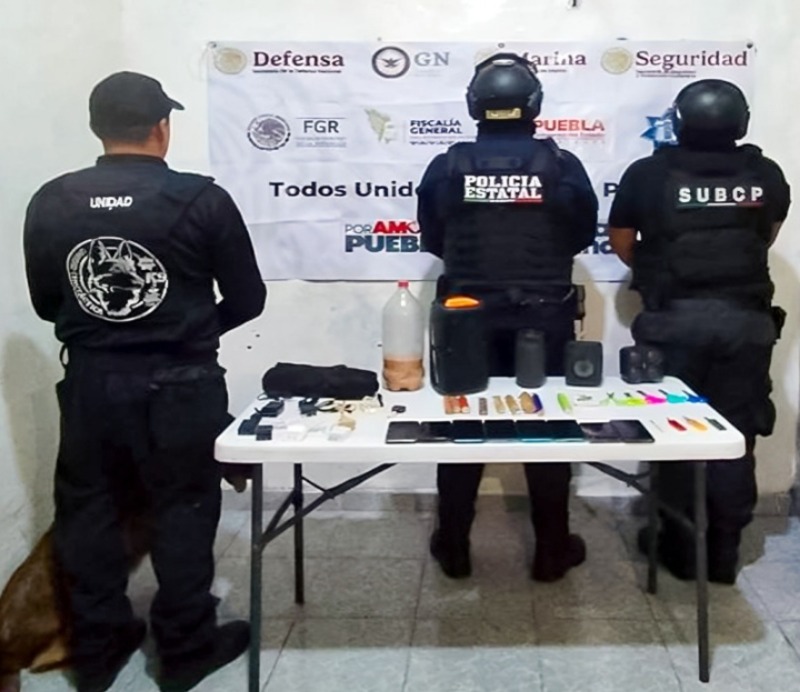 SSP refuerza operativos en penales de Puebla y decomisa celulares y armas blancas
