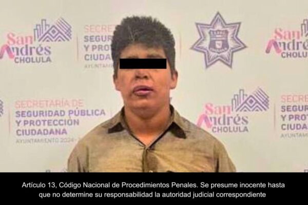 Detuvieron a Miguel Uriel, de 20 años, acusado de feminicidio tras atacar con un machete a su abuela en San Andrés Cholula.