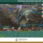 El cierre de la semana vendrá con descensos de temperatura hasta lluvias y rachas de viento con la entrada del Frente frío 22. IMAGEN: CONAGUA.