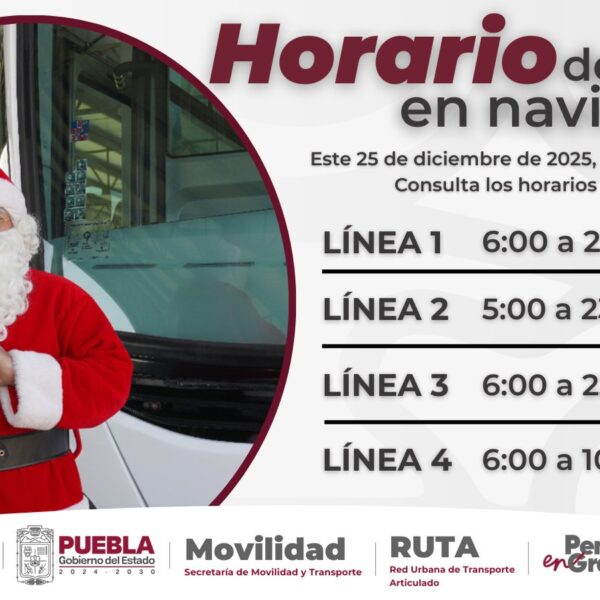 Horarios especiales del RUTA para este 25 de diciembre de 2025.