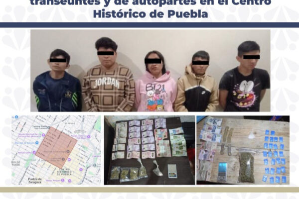 Caen siete presuntos integrantes de “Los Keos”, banda dedicada a robos y narcomenudeo en el Centro Histórico de Puebla. IMAGEN: FGE.
