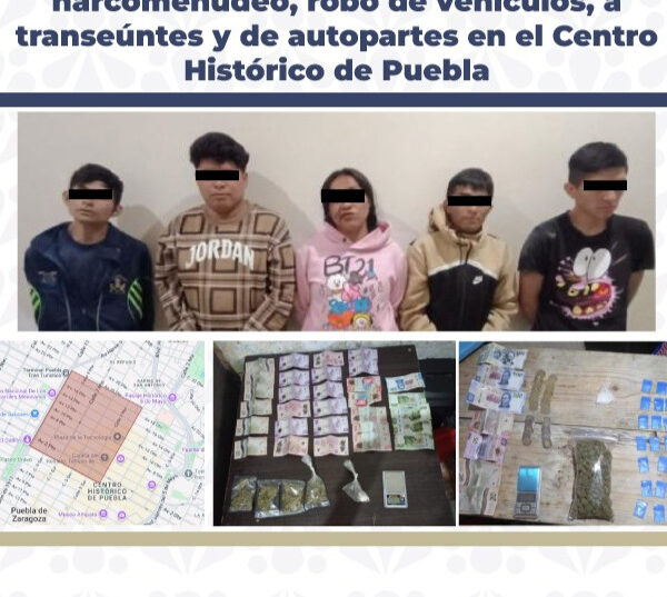 Caen siete presuntos integrantes de “Los Keos”, banda dedicada a robos y narcomenudeo en el Centro Histórico de Puebla. IMAGEN: FGE.