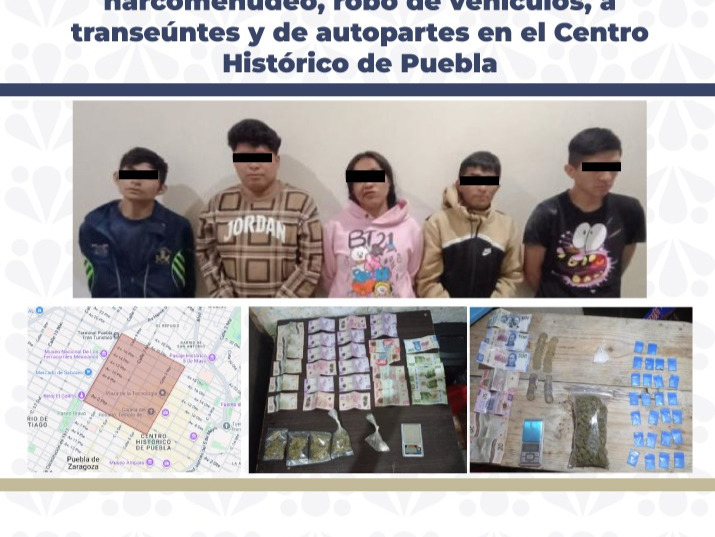 Caen siete presuntos integrantes de “Los Keos”, banda dedicada a robos y narcomenudeo en el Centro Histórico de Puebla. IMAGEN: FGE.