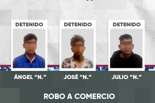 Detención de tres hombres vinculados por robo a comercio.