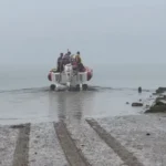 Una aeronave de la Semar que realizaba un vuelo de apoyo médico cayó en Galveston, Texas. FOTO: Fox 26.