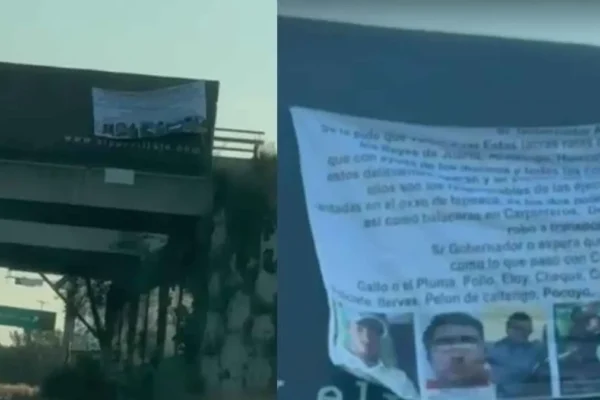 La aparición de narcomantas en distintos puntos de Puebla encendió la alerta ciudadana y abrió un nuevo capítulo de tensión en las calles. IMAGEN: Puebla en Línea.