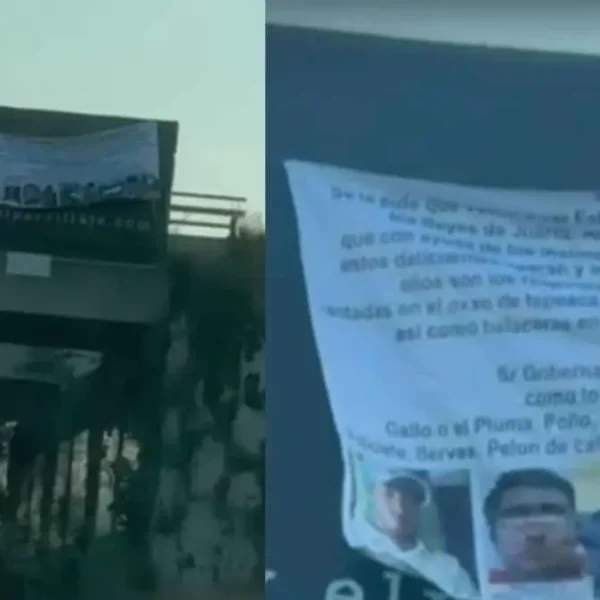 La aparición de narcomantas en distintos puntos de Puebla encendió la alerta ciudadana y abrió un nuevo capítulo de tensión en las calles. IMAGEN: Puebla en Línea.