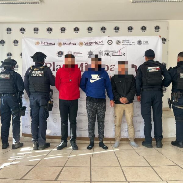 El gabinete de seguridad federal informó los resultados más recientes del Plan Michoacán por la Paz y la Justicia. FOTO: SSP Michoacán.