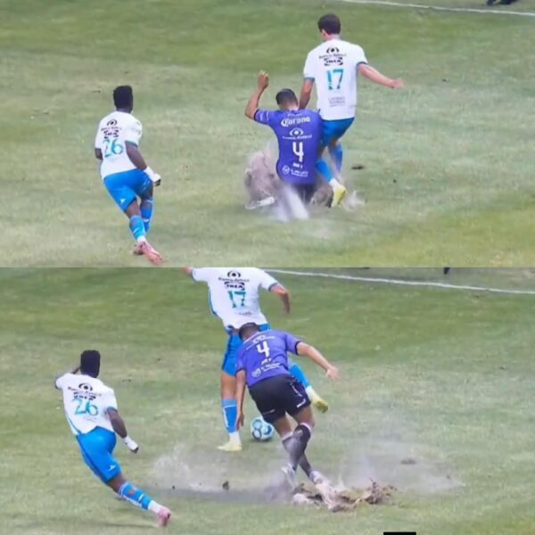 Gobierno de Puebla pidió la reparación inmediata del césped del Estadio Cuauhtémoc tras los daños registrados en el partido Puebla–Mazatlán. IMAGEN: TV Azteca.