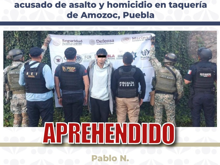Detienen a “El Ratón”, presunto homicida de cliente en taquería de Amozoc