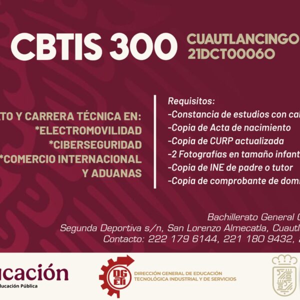 Puebla ampliará la oferta educativa de bachilleratos con un CBTIS en Cuatlancingo y otro plantel en San Andrés Cholula.